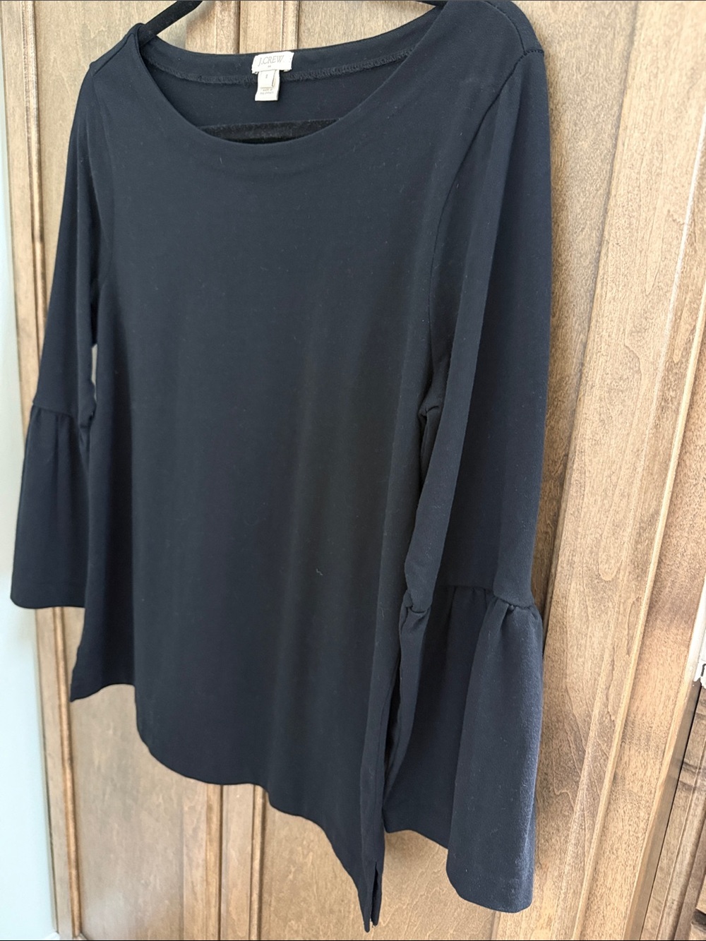 J. Crew Black Tiered Bell Sleeve Top